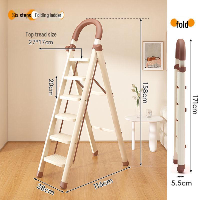 Compact Folding Telescopic A-Frame Ladder: Portable, Lightweight, Multi-functional, Indoor Use.