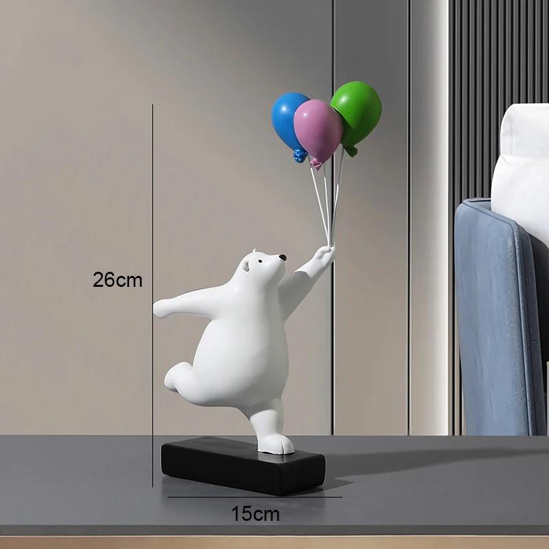 Resin Bear Animal Sculpture Nordic Creative Wall Balloon Wall Decor Pendant Living Room Children's Room Bedroom Wall Decorations