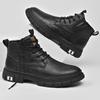 Herren Echtleder Motorradstiefel Schnürstiefel Kurze Stiefeletten für Herren Neuer Trend Mode Mann Outdoor Plateau High Top Schuhe