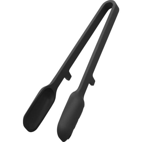Yamazaki Tower Silicone Cooking Tongs, Black, W10 X D4.7 X H29cm, Dishwasher Safe, Floating Tips, Spoon Tongs, Pasta Tongs, 1776