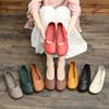 Simple Zen Literary Handgemachte Lederschuhe mit weicher Unterseite für Omas Damen mit flacher Unterseite und flachem Mund, Mutterschuhe für vier Jahreszeiten, Einzelschuhe