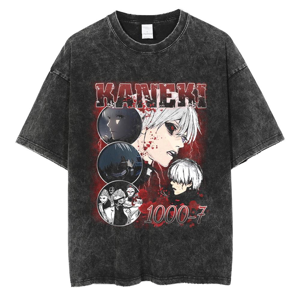 Anime Tokyo Ghoul Ken Kaneki Graphic T Shirt Men Vintage Gothic Tshirts Casual Loose Manga T-Shirt Harajuku Male Cotton T-shirt