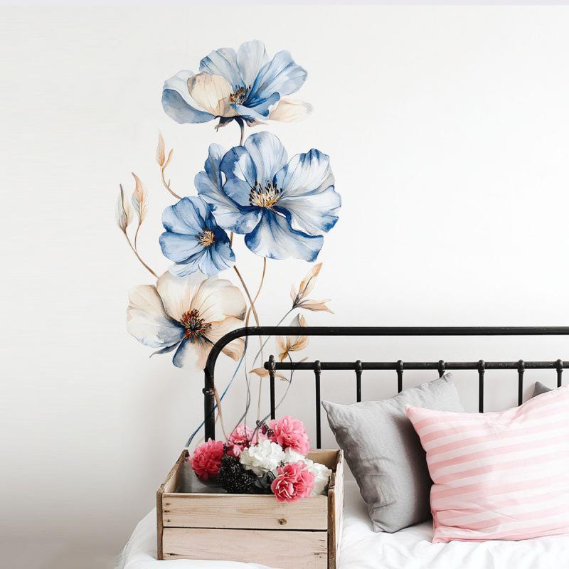Floral Wall Sticker PVC Self Adhesive Removable Decal for Kitchen Bathroom Bedroom Home Decor