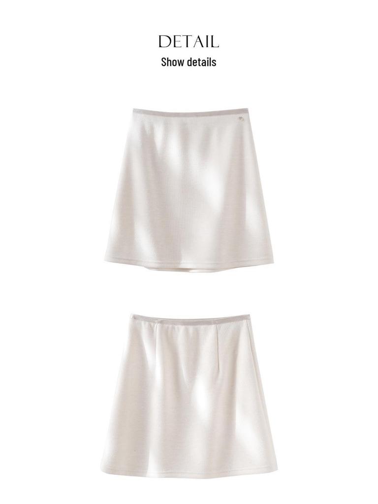 Rong Tai Vinegar Fiber Wool High-Waisted A-Line Mini Skirt - Elegant & Slimming for Petite Figures
