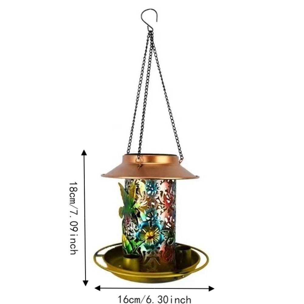 Waterproof Solar Bird Feeder Iron Bird Water Dispenser Funny Wild Bird Feeder for Outdoor