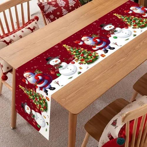 Santa Claus Christmas Table Runner Christmas Decorations For Home 2025 Xmas Table Flag Navidad Noel Gifts New Year Tablecloth