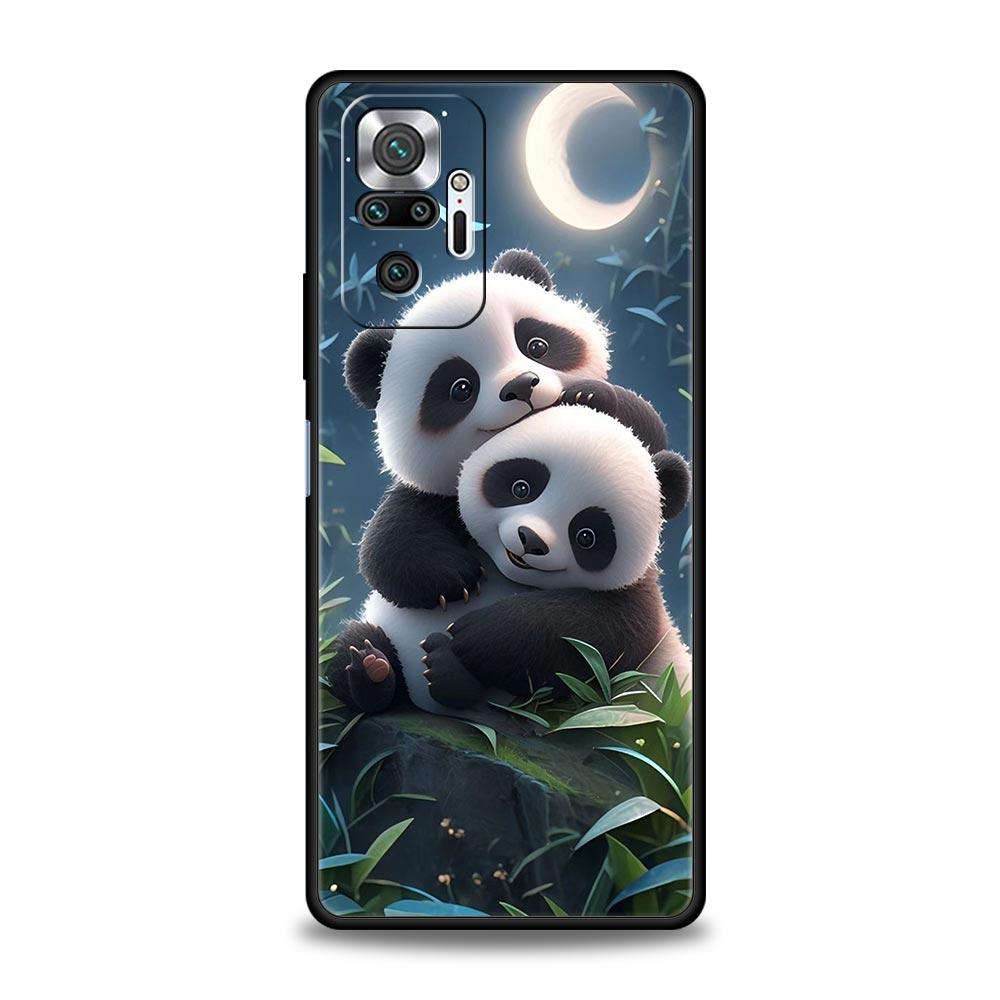 Cartoon Lovely Panda Phone Case For Xiaomi Redmi Note 14 13 5G 10 11 12 Pro Plus 4G 14C 13C 12C 10C Black Cover