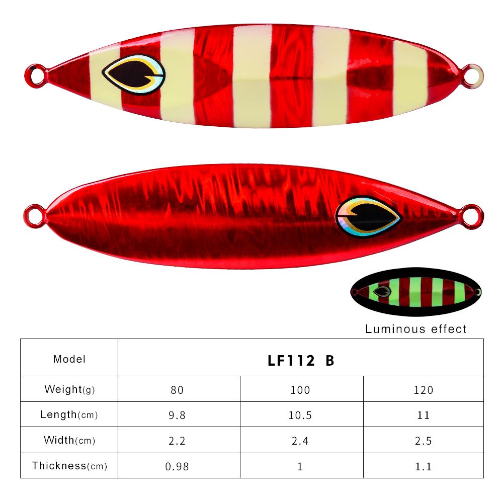 Saltwater Jigging Bait Fishing Lure 80G 100G 120G Long Cast Sea Fishing Metal Lead Slow Pitch Jigs