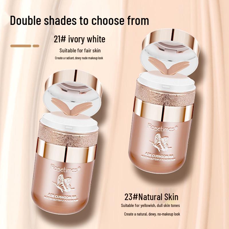 Authentic Butterfly BB Cream: Long-Lasting, Waterproof, Brightening Cushion with Moisturizing Concealer and Foundation