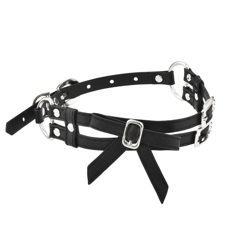 Premium Choker Necklace Double Layer Bow Collar Personalized Necklace Women's Adjustable Leather Necklace