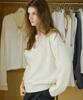 LETTER FROM MOON Punched V-Neck Cashmere Knit (Ivory)