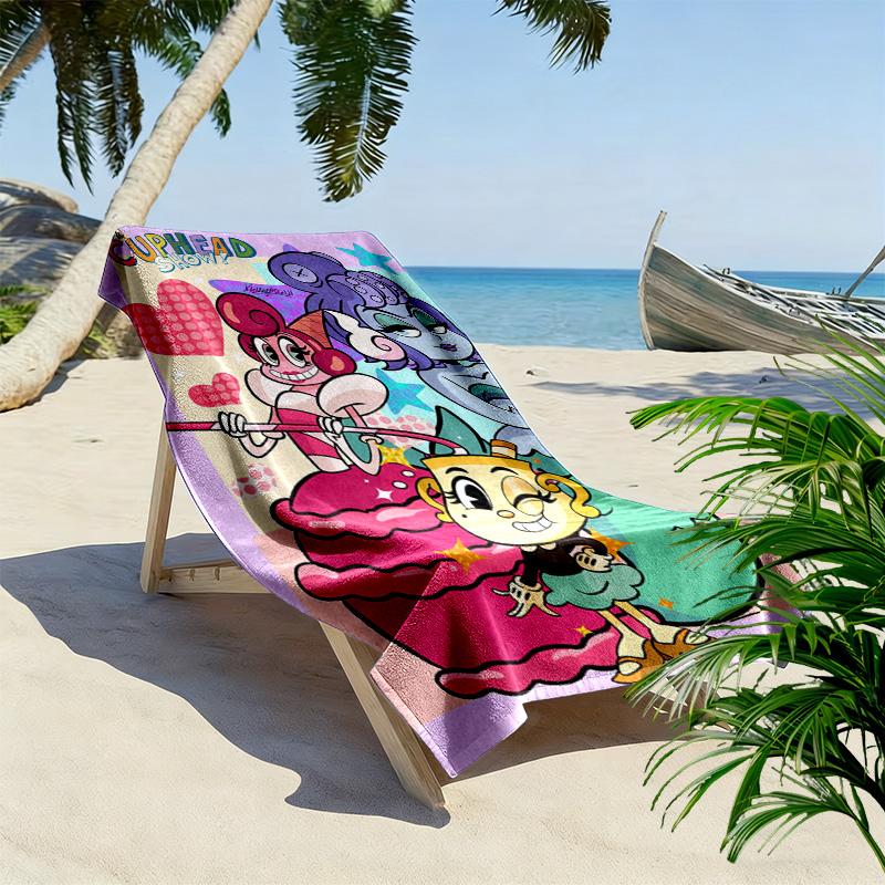 Energetic Cartoon 2D Flat Print Beach Towel, Large Soft Quick Dry Towel for Beach Camping SwimmingXSTJ0915269