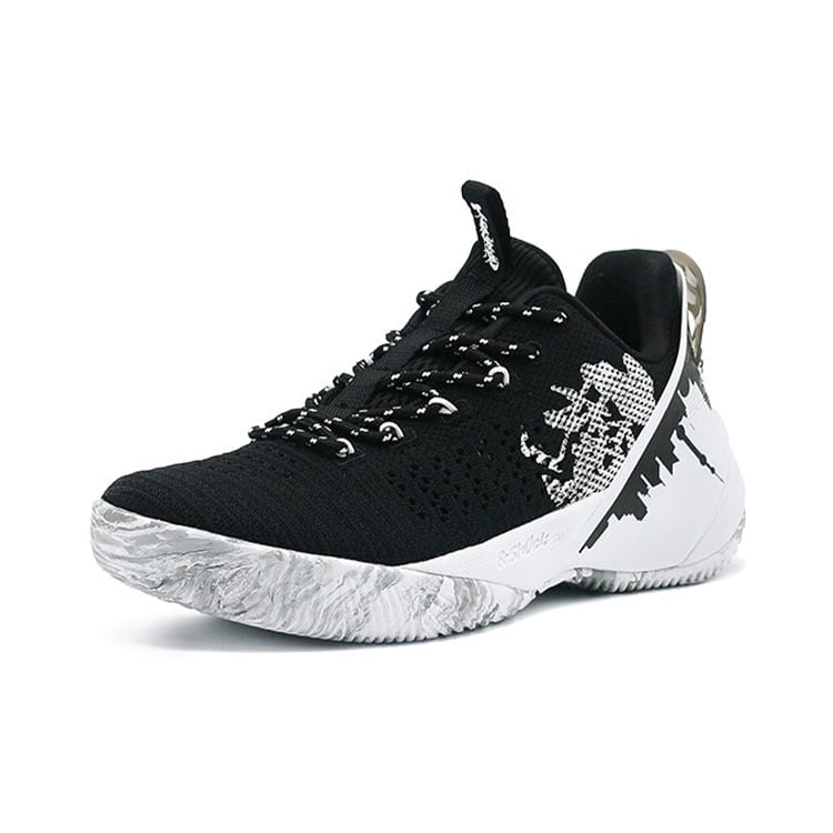 Anta Abrasion Resistant Low Top Performance Basketball Shoes Men's Black White 11931608S-2