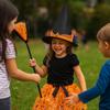 3Pcs/set Pointy Hat Kids Witch Dress Set Wizard Halloween Cosplay Costumes  Girls