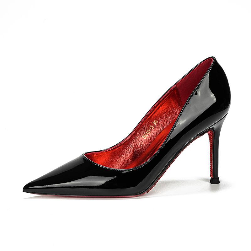 

C rhinestone red sole side empty all-inclusive stiletto high heels female pointed head shallow mouth sexy temperament versatile French 37