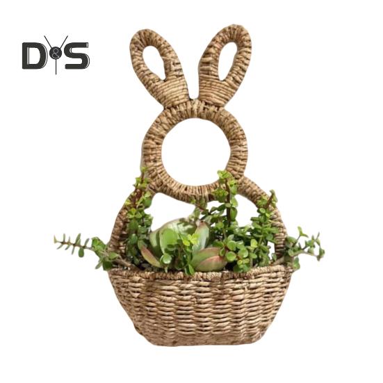 

Корзина для кроликов, подвесная настенная, карманный пружинный декор, милый дизайн в форме кролика, экологически чистая, натуральная, ручная работа, пасхальная корзина в виде кролика Rabbit