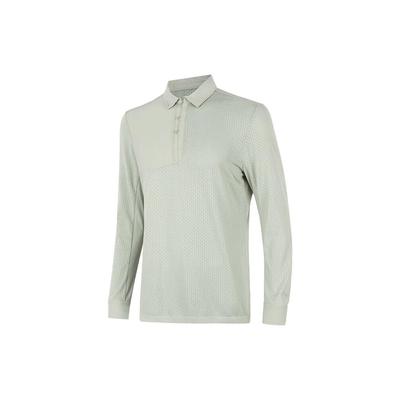 Li Ning Training Series Solid Color Spliced Long Sleeve Polo Shirt Men Polo Shirts Camel-Gray APLT221-2
