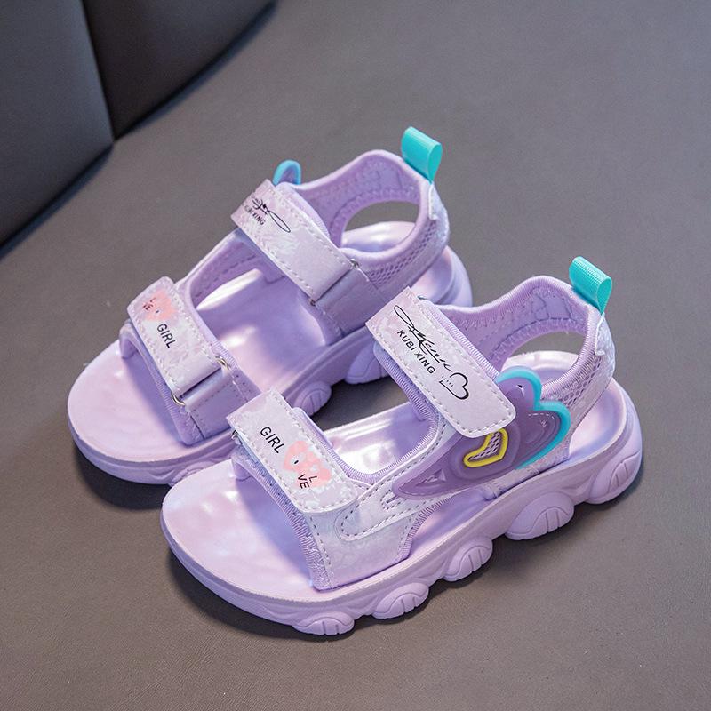 2026 Summer Cartoon Velcro Girls Sandals - Sporty, Casual, Beach Style 26-31 Combo, 6 pairs