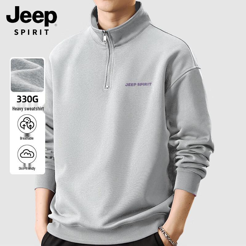 JEEP SPIRIT Men's Heavyweight 330G Stand Collar Sweatshirt