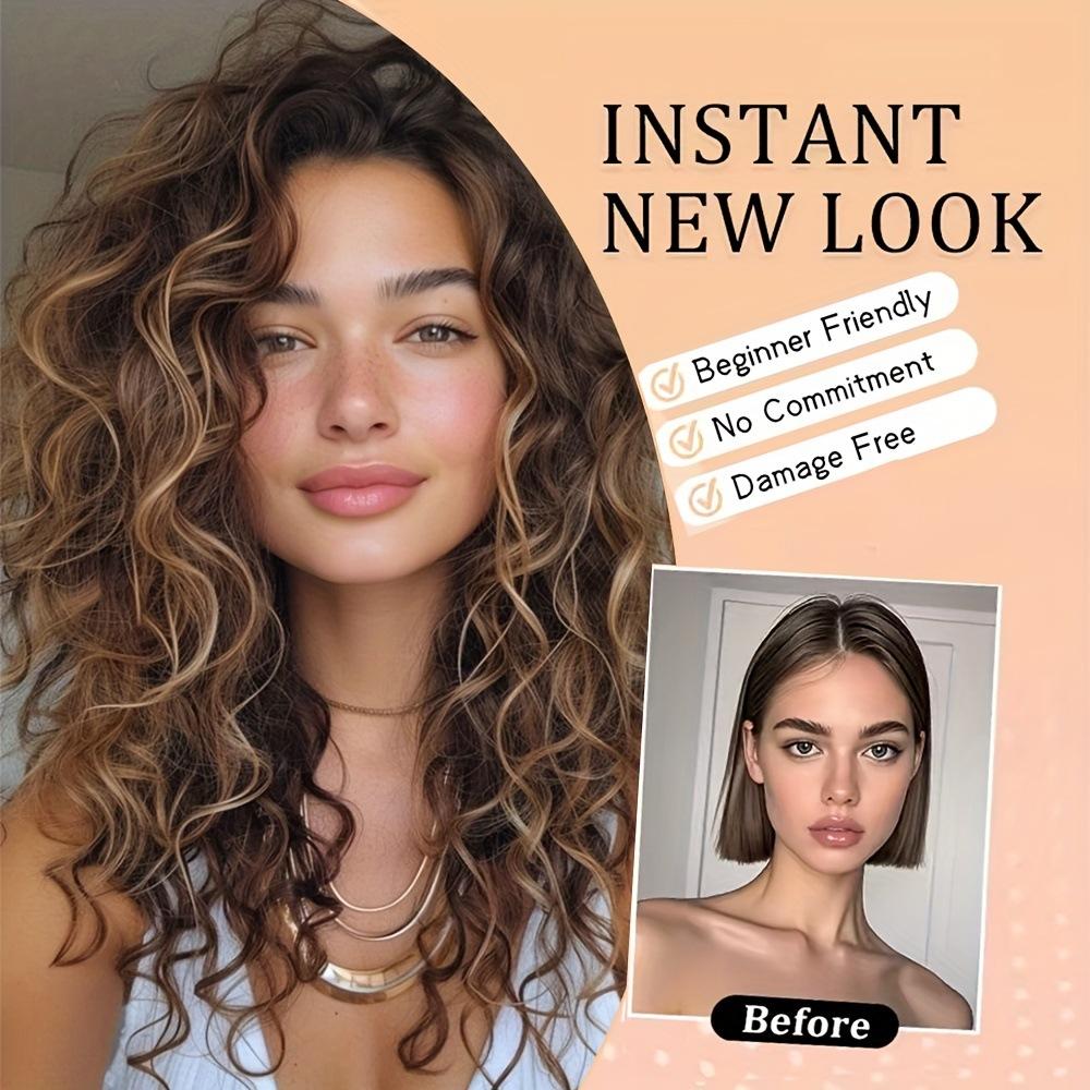 4 PEZZI Estensioni per Capelli Clip-in 12" Corti Ricci Ondulati Estensioni per Capelli Invisibili Naturali Morbidi per Donne Colore con Riflessi Biondi