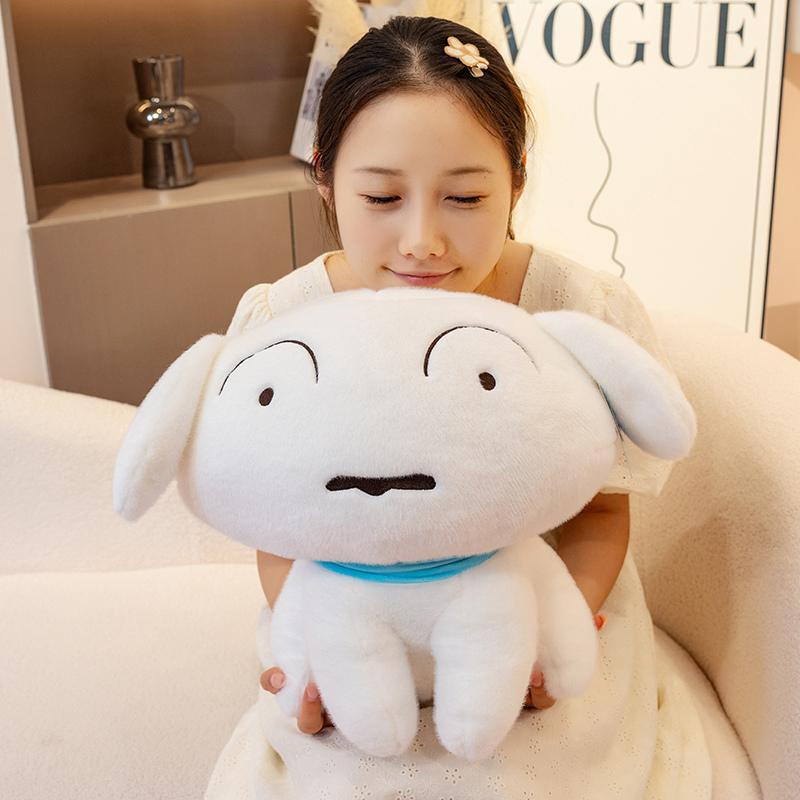 With Tag Sitting Nohara Shiro Plushies Cartoon Crayon Shin-chan White Dog Plush Toy Cuddly Puppy Doll Xmas Gifts Girl