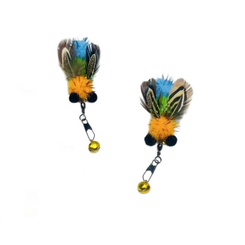 1.8m Extendable Cat Teaser Stick with Replaceable Bee & Butterfly Heads for Self-Entertainment