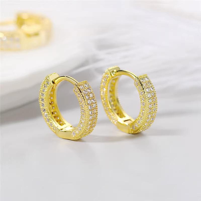 

Gold-Plated Zircon Full Diamond Circle Ear Cuffs for Men and Women - Shiny, Trendy European & American Jewelry золотой