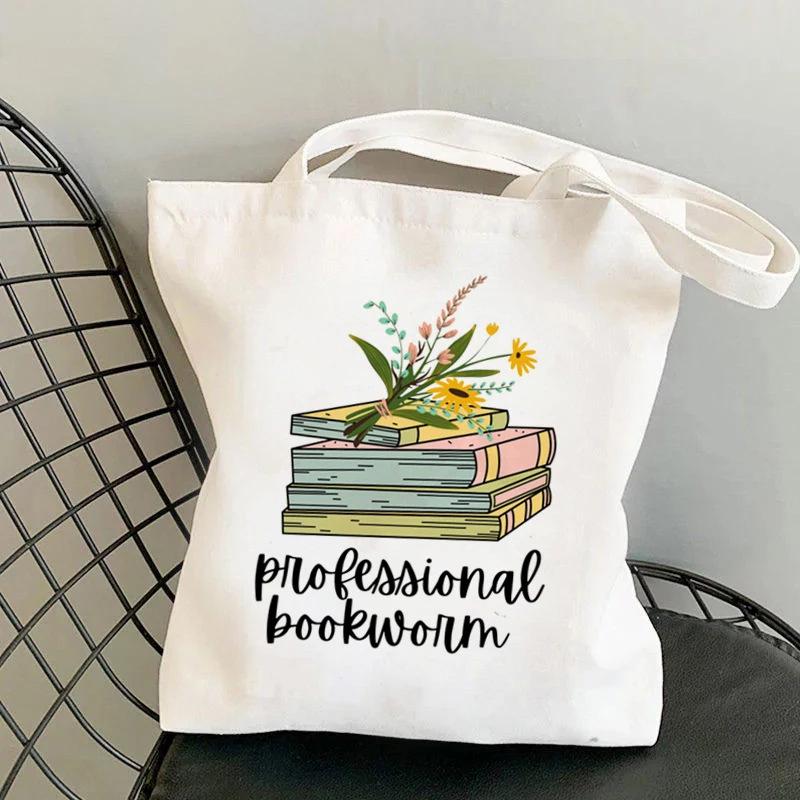 Flowery Books Print Harajuku Women's Casual Shopping & Student Tote Bag