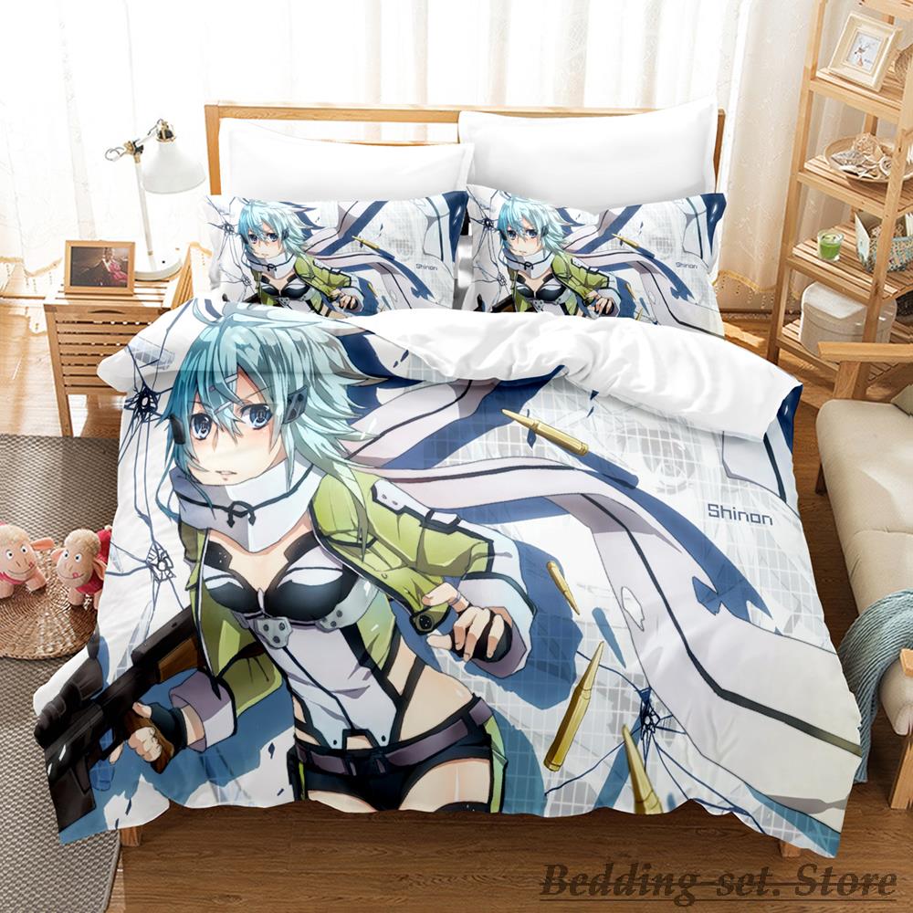 2023 Sword Art Online II Bedding Set Single Twin Full Queen King Size Bed Set Adult Kid Bedroom Duvetcover Sets Anime Bed