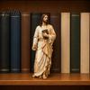 Decorative Collectible Religious Statues Jesus Reading Book Resin Figurine, Small Statue for Bookshelf Mantel Prayer Baptism Communion Gifts Believers