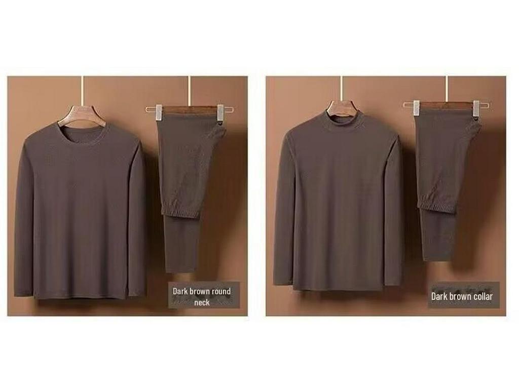 Men's Self-Heating Autumn/Winter Warm Base Layer Set: Breathable Cold-Proof Shirt & Leggings for Middle-Aged and Young