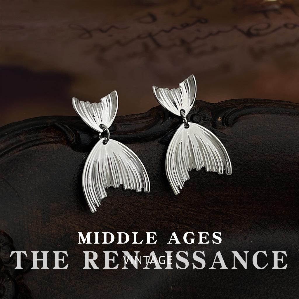Серьги в средневековом стиле формы «рыбий хвост», с индивидуальным дизайном, нишевые серьги с характером, серьги в стиле легкой роскоши и элегантности