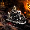 Creative Skull Motorcycle Figurine Halloween Party Desktop Ornament Decorative Craft Sculpture for Home Office Table Display