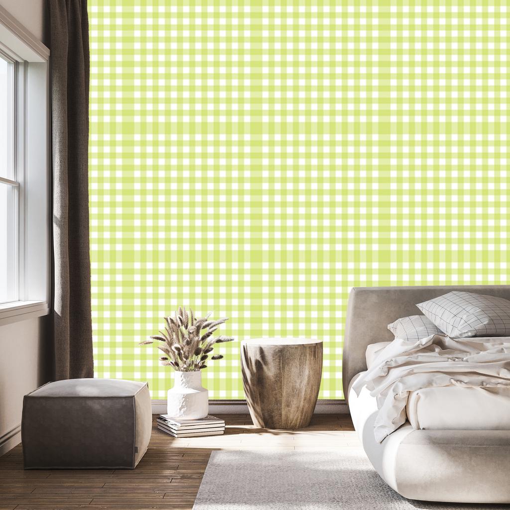 Wallpaper Fabric Pattern Cream and Lime for Living Room and Bedroom 50x1000