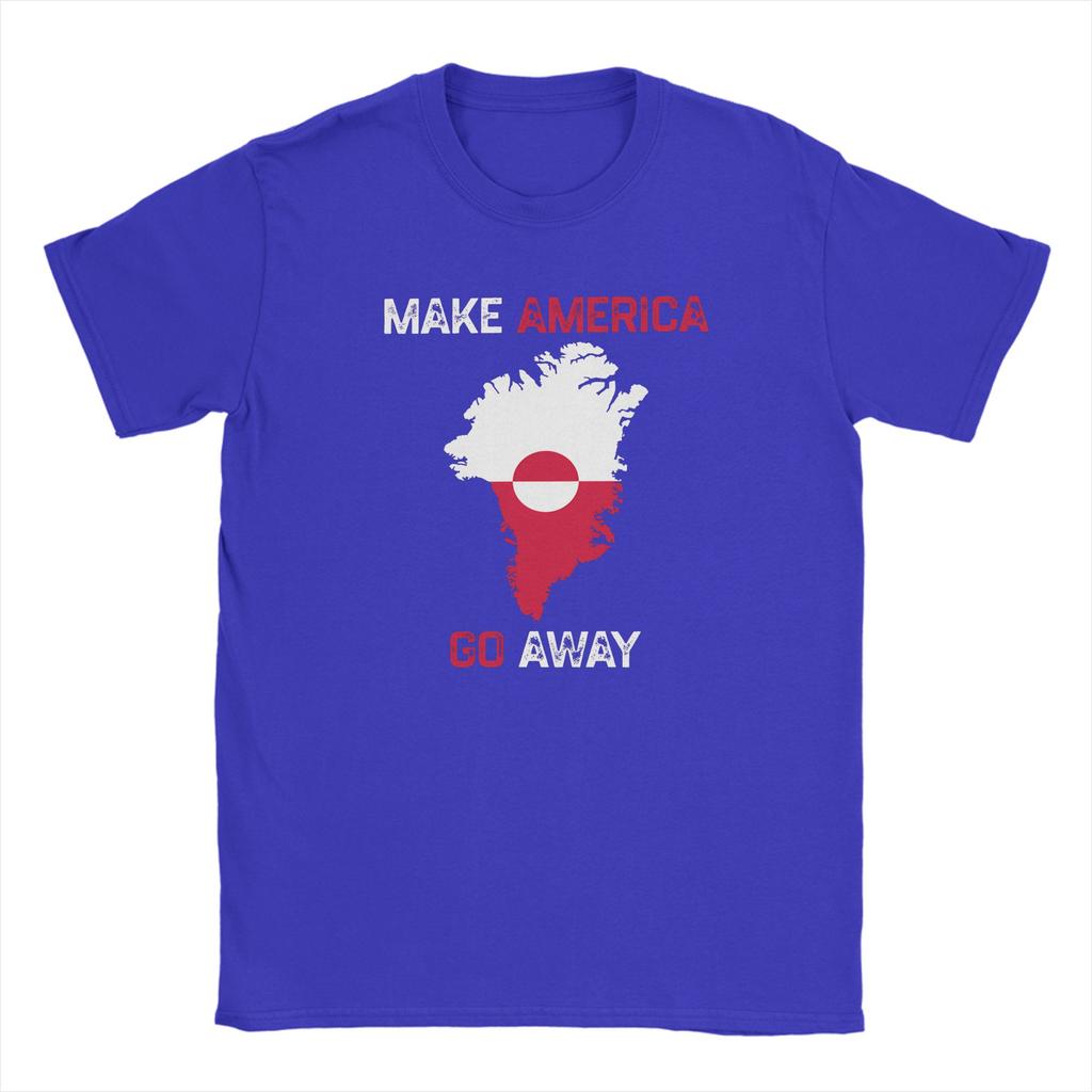 Streetwear TShirt Make America Go Away I Stand With Greenland T Shirts Pure Cotton Tee Shirt for Unisex YK Short Sleeve Clothing