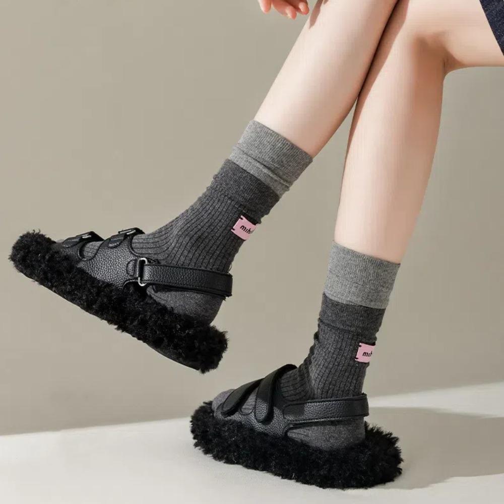 Keep Warm Women Socks Pink Label Snow Boot Socks Soft Knitted Socks  Autumn