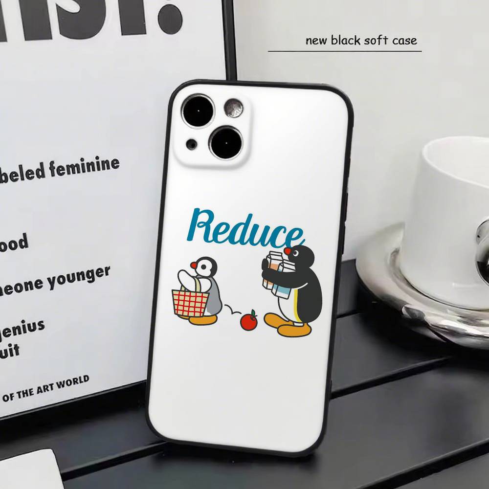 Cartoon P-pingu Kawaii Penguin Phone Case Silicone Soft For IPhone 17 Air 16 15 14 13 12 11 Plus Pro Max Plus