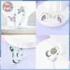 Free Size 925 Sterling Silver Ring Butterfly Sun Moon Sunflower Crystal Original Adjustable Rings for Women Wedding Jewelry Gift