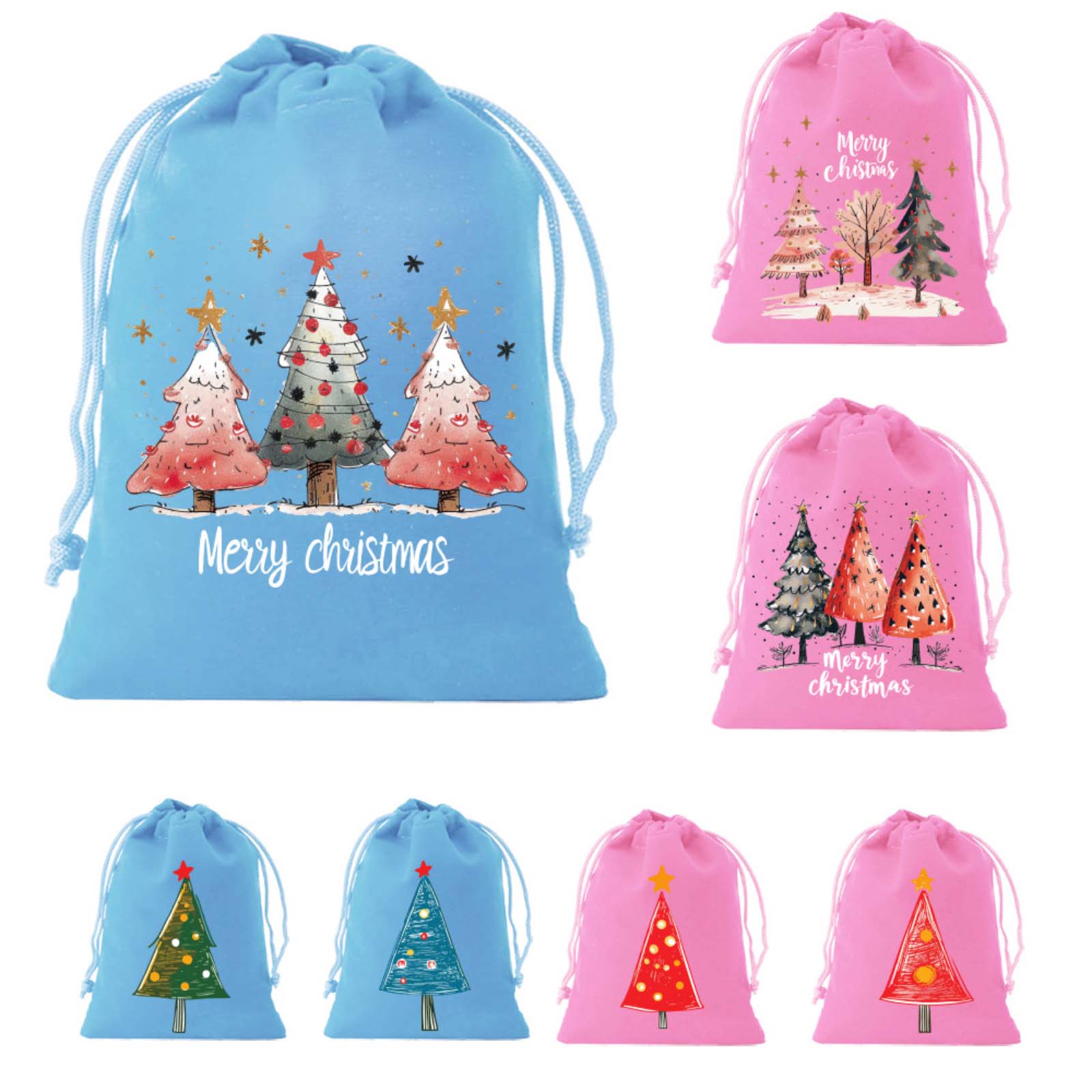 

Рождественский бархатный мешок, Мешок Клауса, Детский подарочный мешок, Большое рождественское украшение, Мешок на шнурке One Size