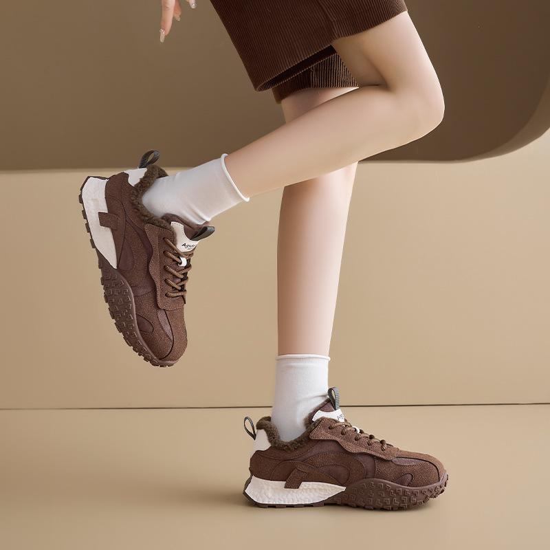 Augustus Deng Velvet Forrest Gump Shoes Women's 2025 New Autumn and Winter Platform German Training Shoes Show Feet Small Casual Sports Shoes