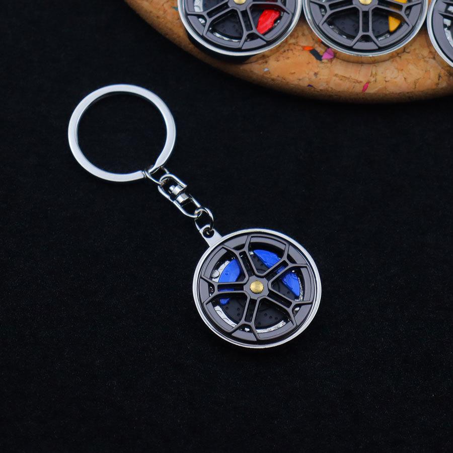 Metal Brake Wheel Hub Keyring - Gun Black Caliper Keychain for Mercedes Gift
