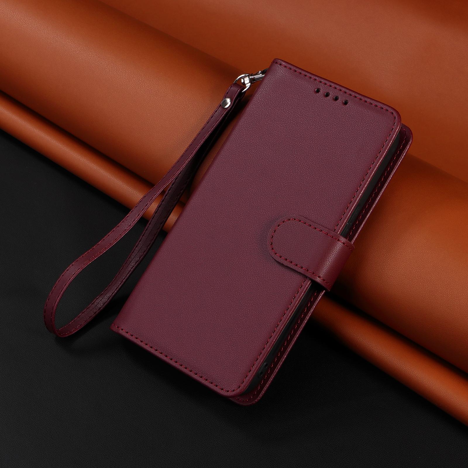 

2 in 1 Removable Cards Solt Magnetic Wallet Leather Case For Samsung A36 A16 A56 A55 A15 S25 Ultra S24 Plus S22 Flip Book Cover For Galaxy A06 вина червоного кольору