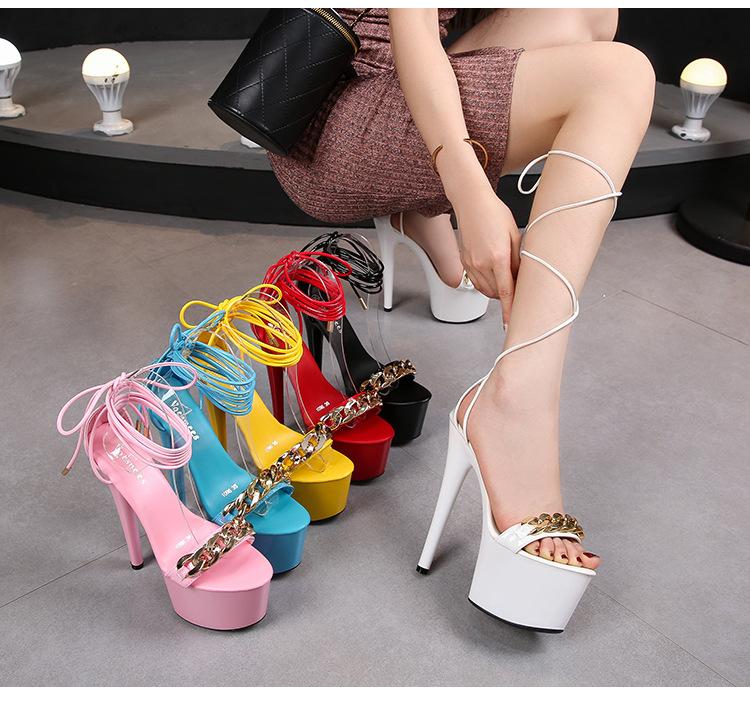 Yüksek Topuklu Stiletto Seksi Süper Yüksek Sandalet Kadın Yaz Bayan Ayakkabı Sandalet 1986 Serisi 17 cm Topuk 7 cm Platform LFD