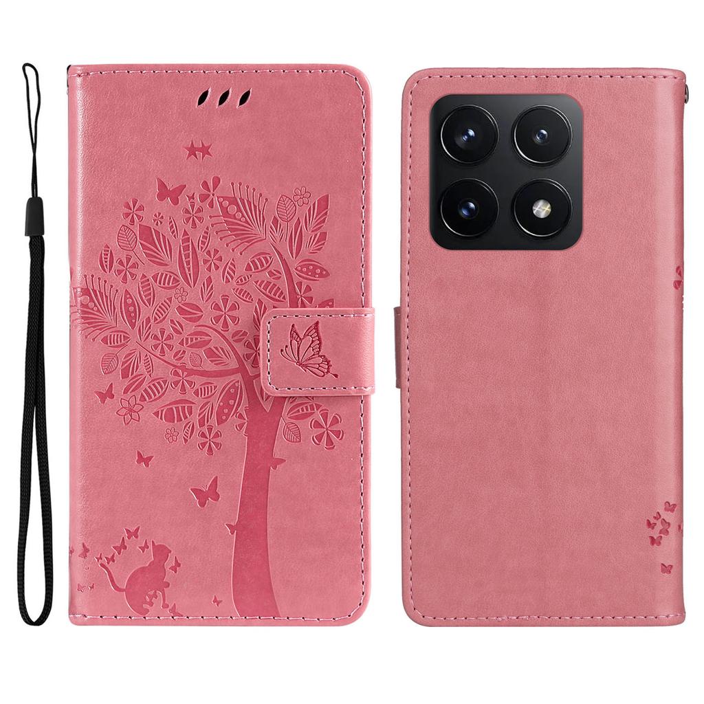 Für Xiaomi 14T Handyhülle mit Ständer Katzenbaum Muster Leder Geldbörse Handyhülle