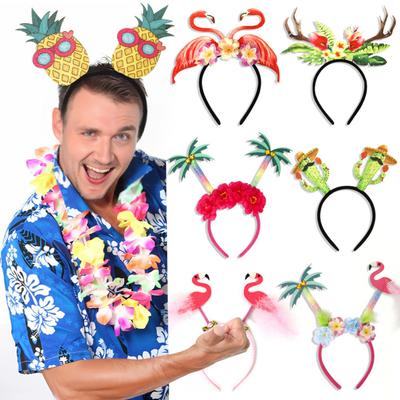 Hawaiian Party Headband Felt Luau Head Boppers Palm Tree Flamingo Pineapple Headbands for Summer Beach Themed Party Favors