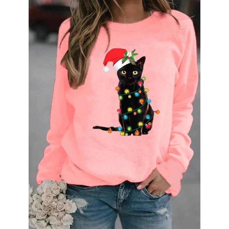 Amazon Ebay Wish Fast Selling Independent Station Christmas Printing Long Sleeve Round Neck Hoodie Without Hood Teamu