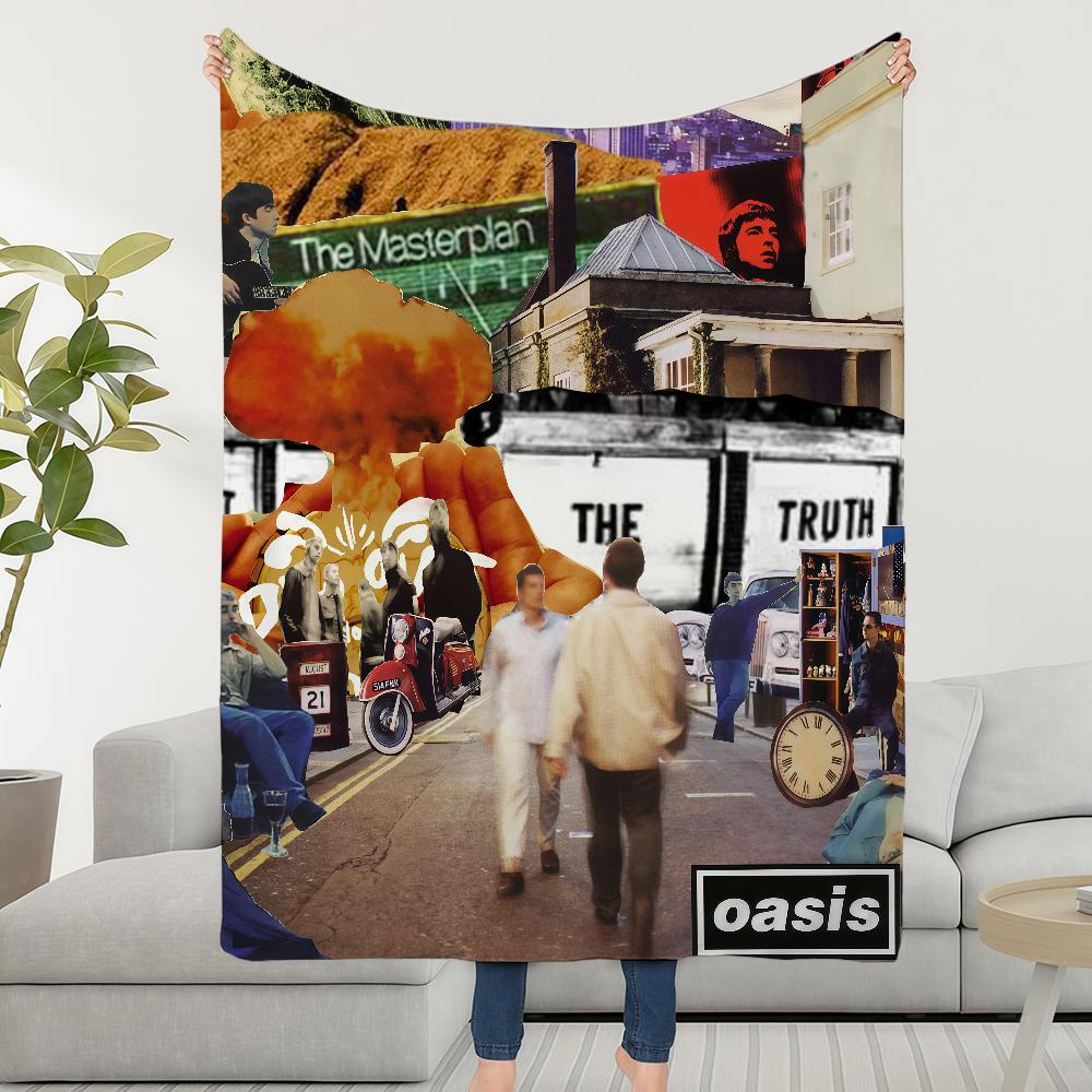 Blanket Throw O-OasiS-ES Super Cosy Plush Living Room Sofa Rock Album Couch Childish Band Birthday Gifts