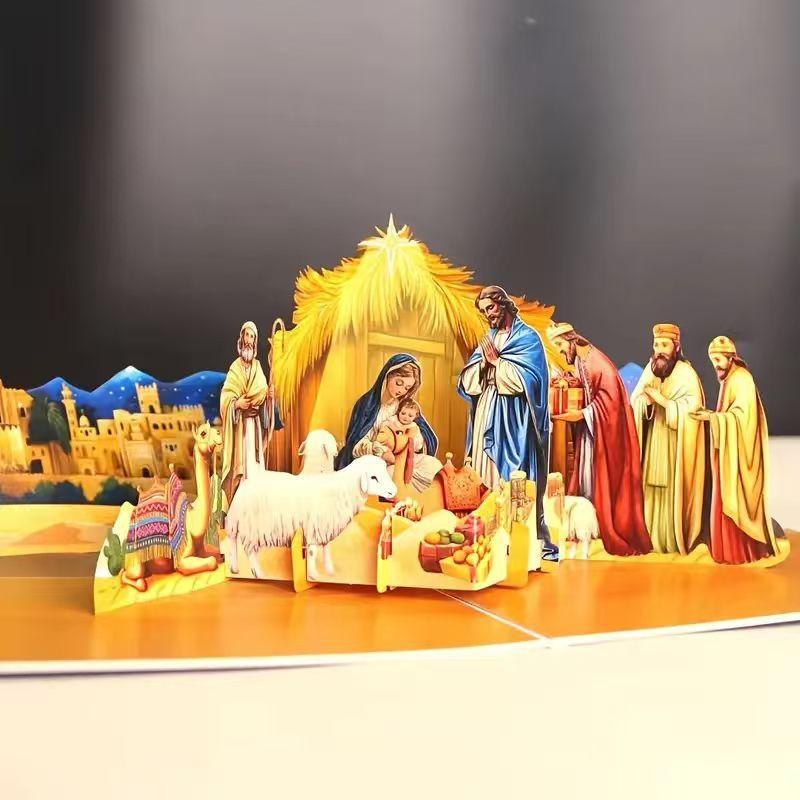 Рождественская открытка Уникальная открытка «Снежная ночь» 3D-открытка на Рождество Цветная Для декора Праздники Новый год