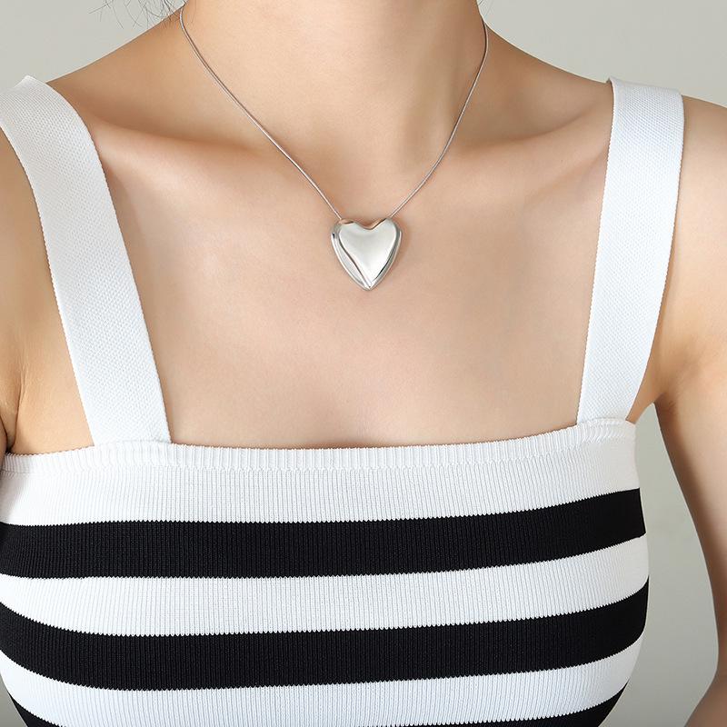 French-Inspired Snake Bone Choker with 18k Gold-Plated Heart Pendant