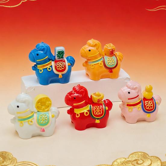 5 Stück Mini-Pferdestatue Harz Miniatur-Tierstatue für Feengarten Mikrolandschaft Puppenhaus Handwerk 2026 Chinesisches Pferd Feng Shui Ornament für